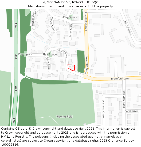 4, MORGAN DRIVE, IPSWICH, IP1 5QG: Location map and indicative extent of plot