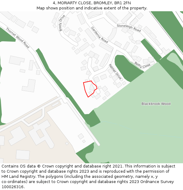 4, MORIARTY CLOSE, BROMLEY, BR1 2FN: Location map and indicative extent of plot