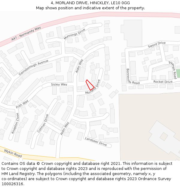 4, MORLAND DRIVE, HINCKLEY, LE10 0GG: Location map and indicative extent of plot