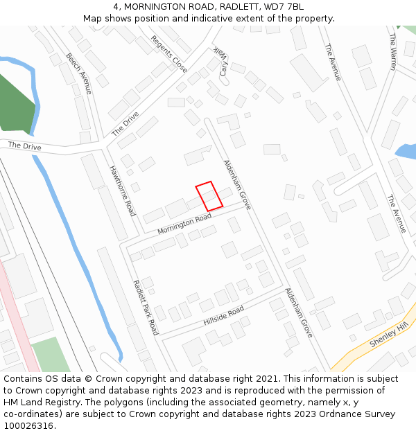 4, MORNINGTON ROAD, RADLETT, WD7 7BL: Location map and indicative extent of plot