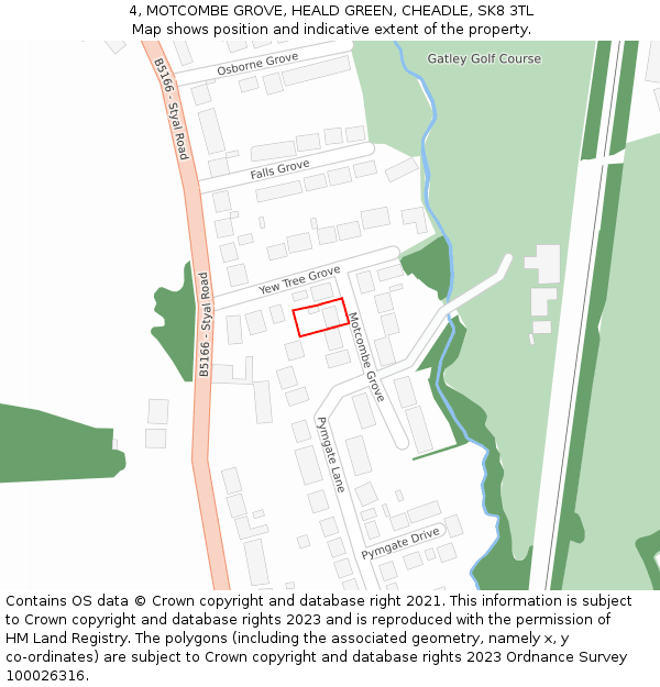 4, MOTCOMBE GROVE, HEALD GREEN, CHEADLE, SK8 3TL: Location map and indicative extent of plot