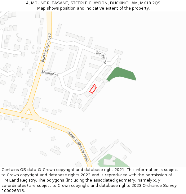 4, MOUNT PLEASANT, STEEPLE CLAYDON, BUCKINGHAM, MK18 2QS: Location map and indicative extent of plot