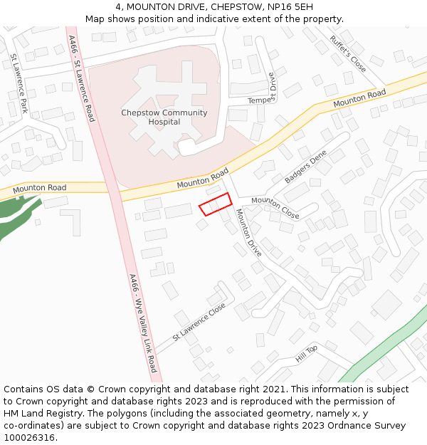 4, MOUNTON DRIVE, CHEPSTOW, NP16 5EH: Location map and indicative extent of plot