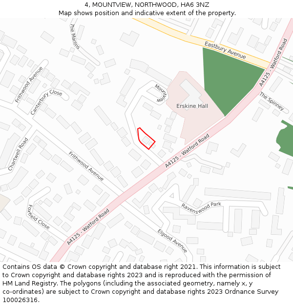 4, MOUNTVIEW, NORTHWOOD, HA6 3NZ: Location map and indicative extent of plot