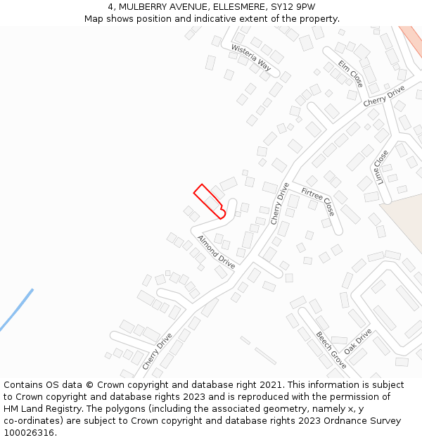 4, MULBERRY AVENUE, ELLESMERE, SY12 9PW: Location map and indicative extent of plot