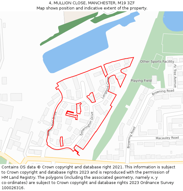 4, MULLION CLOSE, MANCHESTER, M19 3ZF: Location map and indicative extent of plot