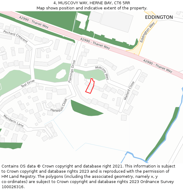 4, MUSCOVY WAY, HERNE BAY, CT6 5RR: Location map and indicative extent of plot