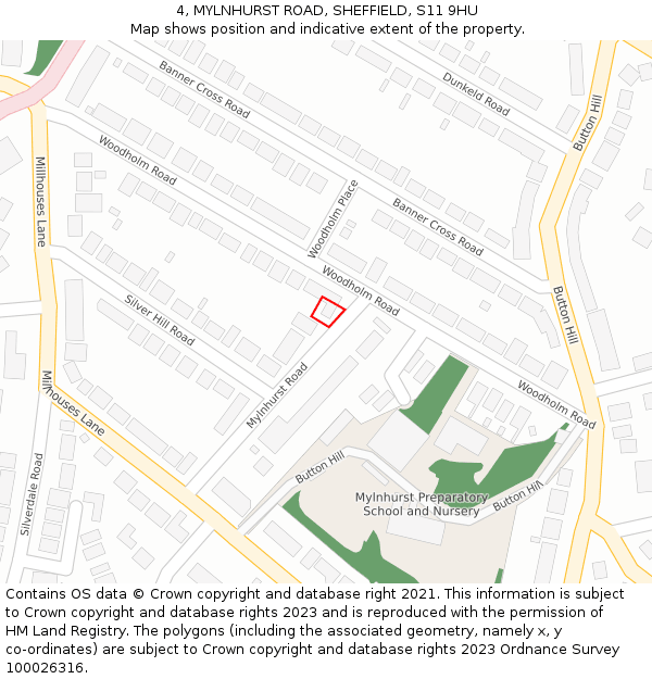 4, MYLNHURST ROAD, SHEFFIELD, S11 9HU: Location map and indicative extent of plot