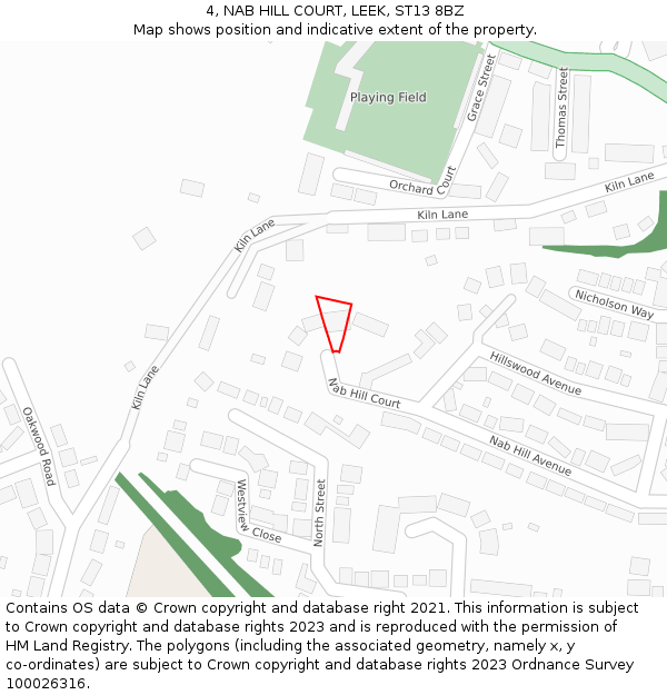 4, NAB HILL COURT, LEEK, ST13 8BZ: Location map and indicative extent of plot