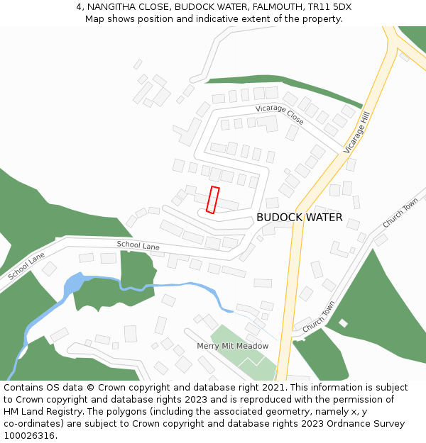 4, NANGITHA CLOSE, BUDOCK WATER, FALMOUTH, TR11 5DX: Location map and indicative extent of plot