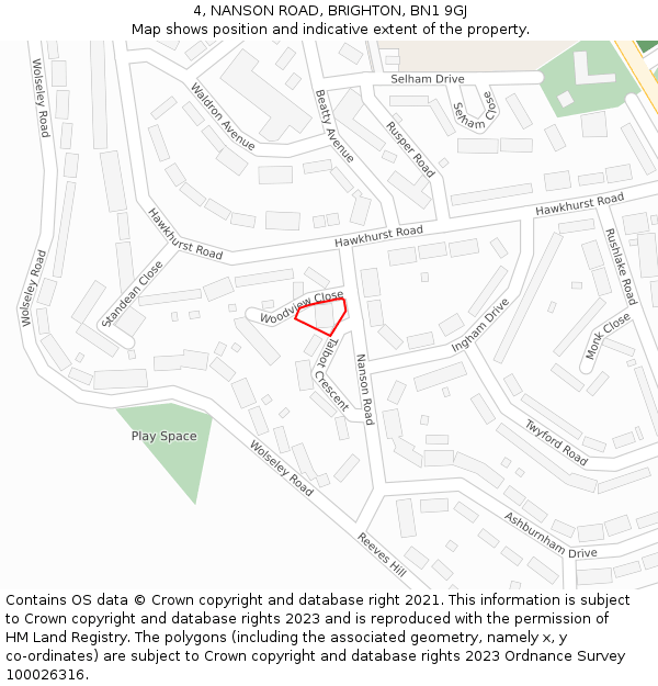 4, NANSON ROAD, BRIGHTON, BN1 9GJ: Location map and indicative extent of plot