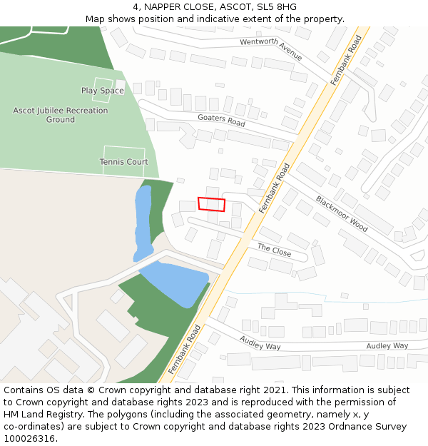 4, NAPPER CLOSE, ASCOT, SL5 8HG: Location map and indicative extent of plot