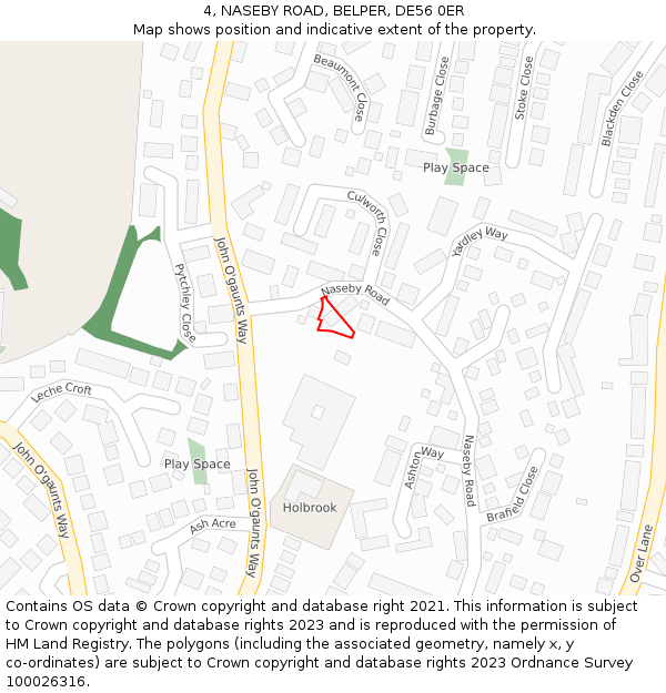 4, NASEBY ROAD, BELPER, DE56 0ER: Location map and indicative extent of plot