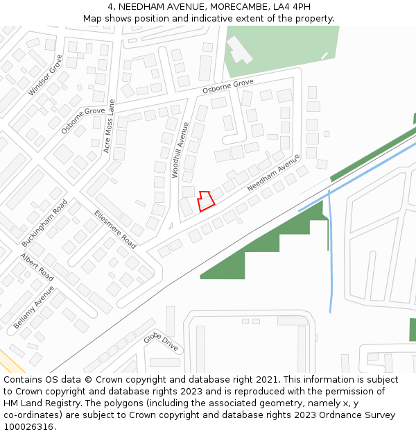 4, NEEDHAM AVENUE, MORECAMBE, LA4 4PH: Location map and indicative extent of plot