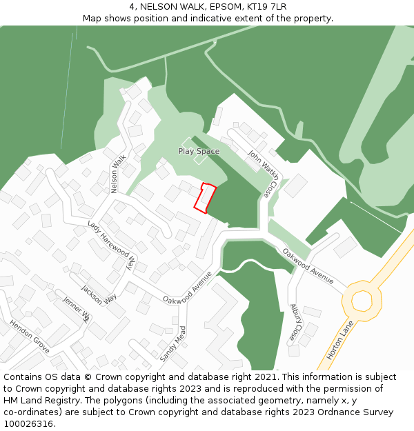 4, NELSON WALK, EPSOM, KT19 7LR: Location map and indicative extent of plot