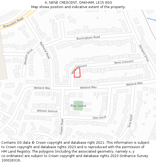 4, NENE CRESCENT, OAKHAM, LE15 6SG: Location map and indicative extent of plot