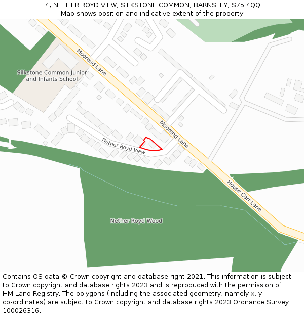 4, NETHER ROYD VIEW, SILKSTONE COMMON, BARNSLEY, S75 4QQ: Location map and indicative extent of plot