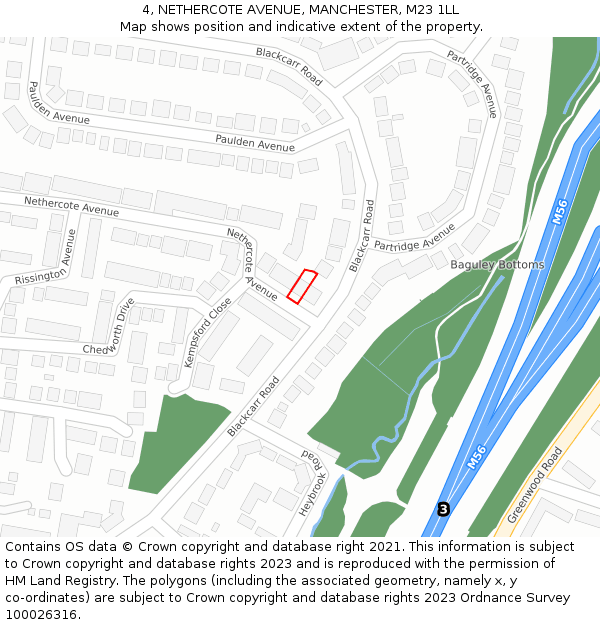 4, NETHERCOTE AVENUE, MANCHESTER, M23 1LL: Location map and indicative extent of plot