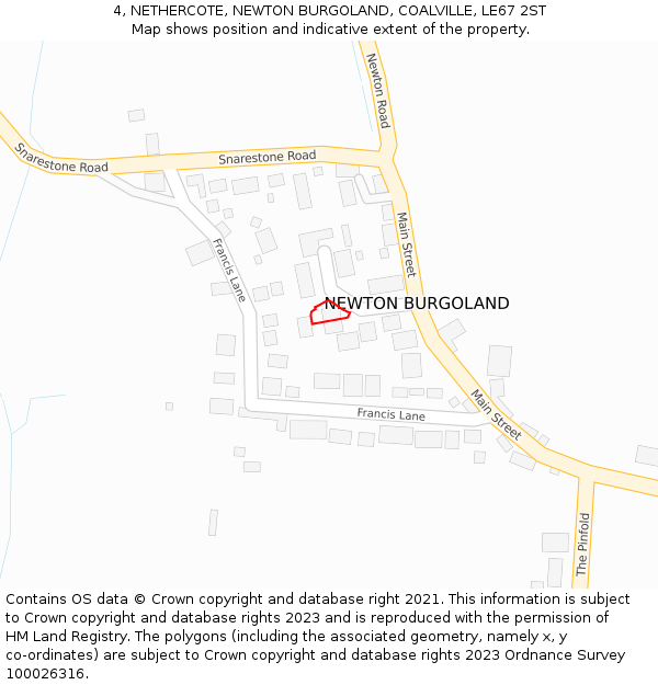 4, NETHERCOTE, NEWTON BURGOLAND, COALVILLE, LE67 2ST: Location map and indicative extent of plot