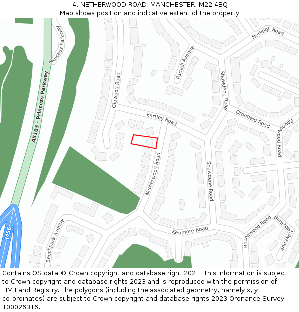 4, NETHERWOOD ROAD, MANCHESTER, M22 4BQ: Location map and indicative extent of plot