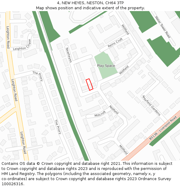 4, NEW HEYES, NESTON, CH64 3TP: Location map and indicative extent of plot