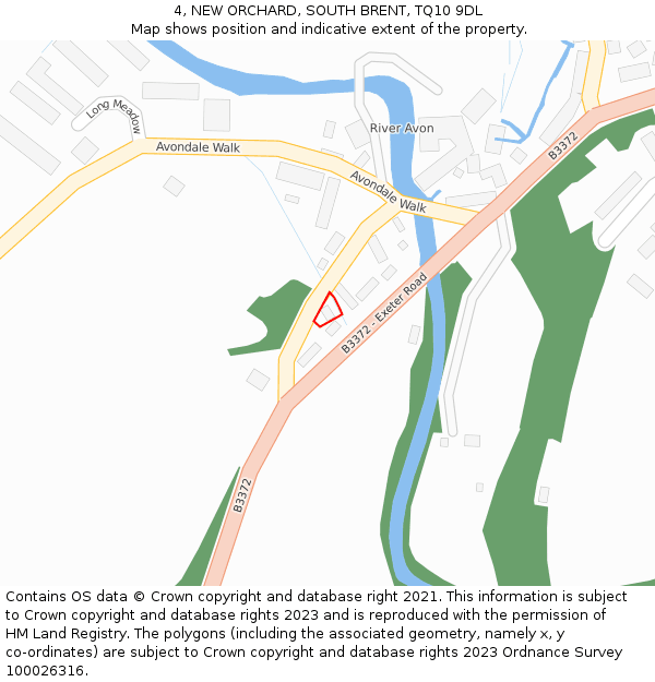 4, NEW ORCHARD, SOUTH BRENT, TQ10 9DL: Location map and indicative extent of plot