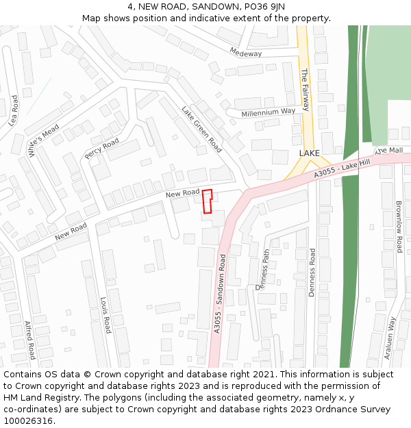 4, NEW ROAD, SANDOWN, PO36 9JN: Location map and indicative extent of plot