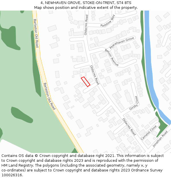 4, NEWHAVEN GROVE, STOKE-ON-TRENT, ST4 8TS: Location map and indicative extent of plot