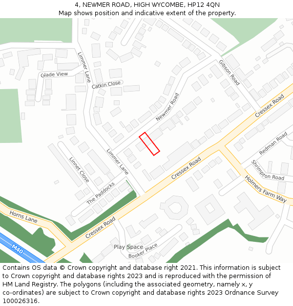 4, NEWMER ROAD, HIGH WYCOMBE, HP12 4QN: Location map and indicative extent of plot
