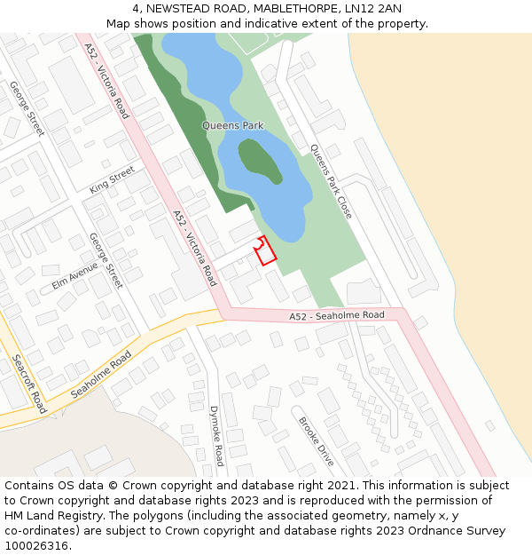 4, NEWSTEAD ROAD, MABLETHORPE, LN12 2AN: Location map and indicative extent of plot