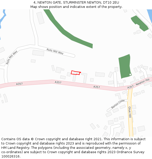 4, NEWTON GATE, STURMINSTER NEWTON, DT10 2EU: Location map and indicative extent of plot