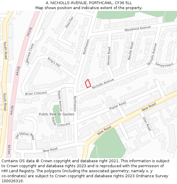 4, NICHOLLS AVENUE, PORTHCAWL, CF36 5LL: Location map and indicative extent of plot