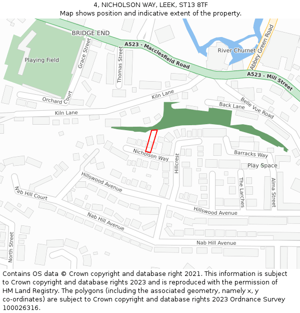 4, NICHOLSON WAY, LEEK, ST13 8TF: Location map and indicative extent of plot