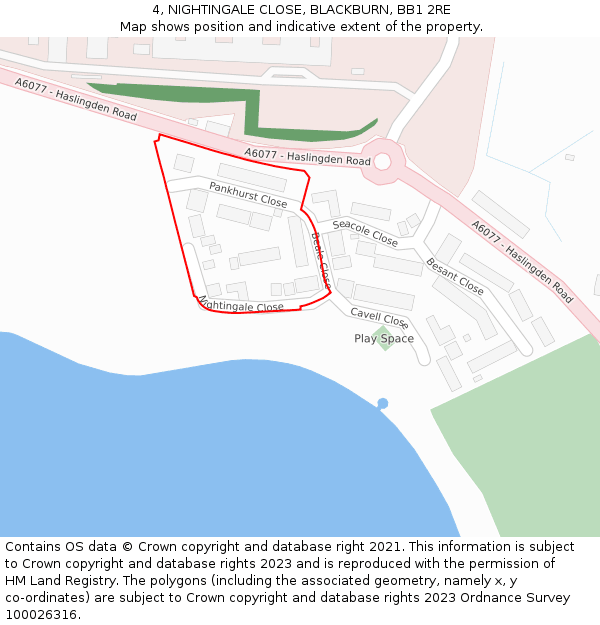 4, NIGHTINGALE CLOSE, BLACKBURN, BB1 2RE: Location map and indicative extent of plot