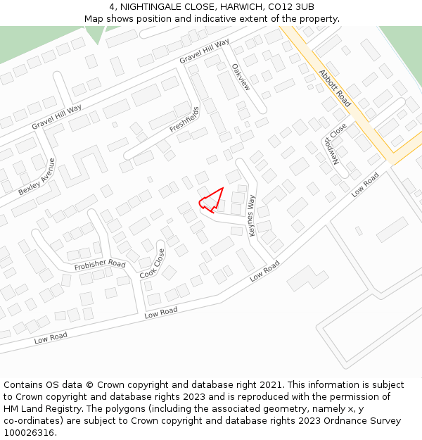 4, NIGHTINGALE CLOSE, HARWICH, CO12 3UB: Location map and indicative extent of plot