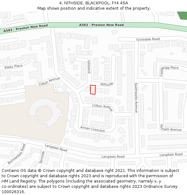 4, NITHSIDE, BLACKPOOL, FY4 4SA: Location map and indicative extent of plot