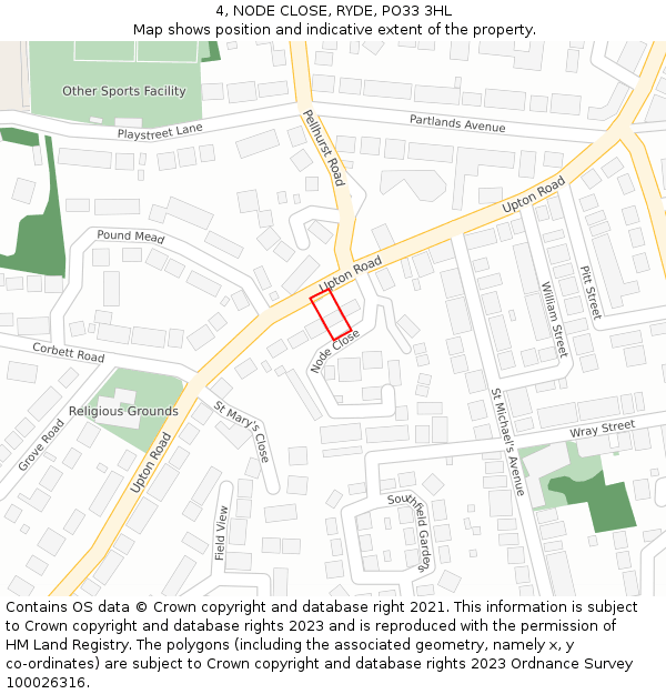 4, NODE CLOSE, RYDE, PO33 3HL: Location map and indicative extent of plot