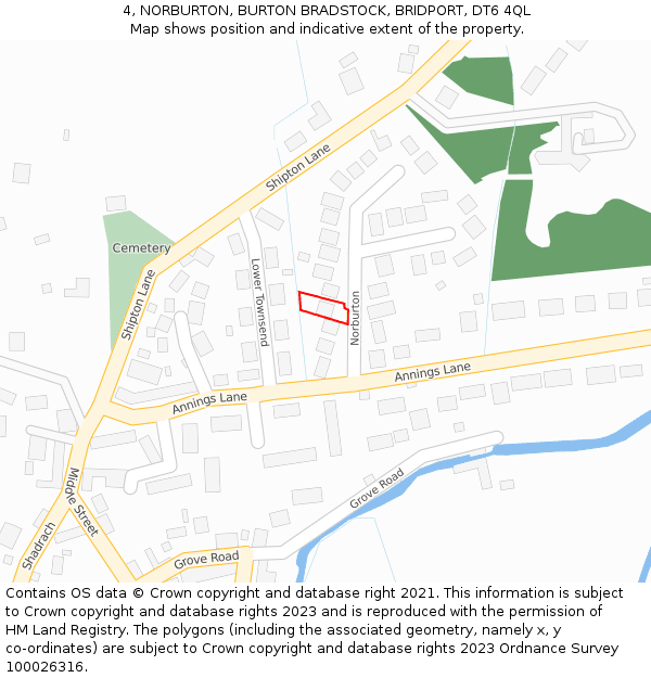 4, NORBURTON, BURTON BRADSTOCK, BRIDPORT, DT6 4QL: Location map and indicative extent of plot