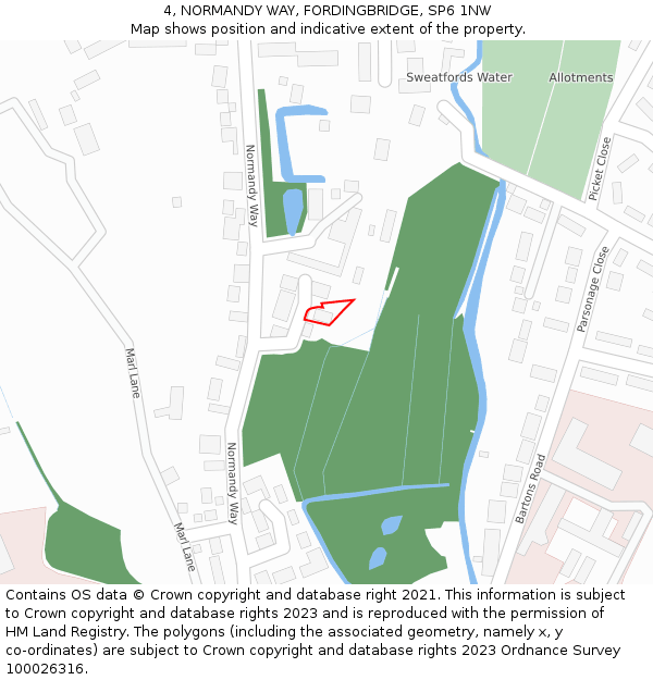 4, NORMANDY WAY, FORDINGBRIDGE, SP6 1NW: Location map and indicative extent of plot