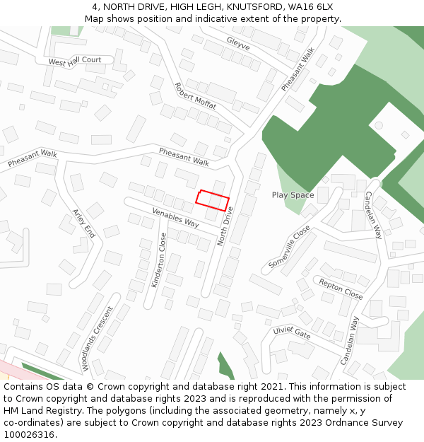 4, NORTH DRIVE, HIGH LEGH, KNUTSFORD, WA16 6LX: Location map and indicative extent of plot