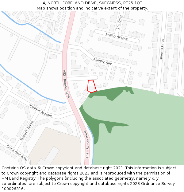 4, NORTH FORELAND DRIVE, SKEGNESS, PE25 1QT: Location map and indicative extent of plot