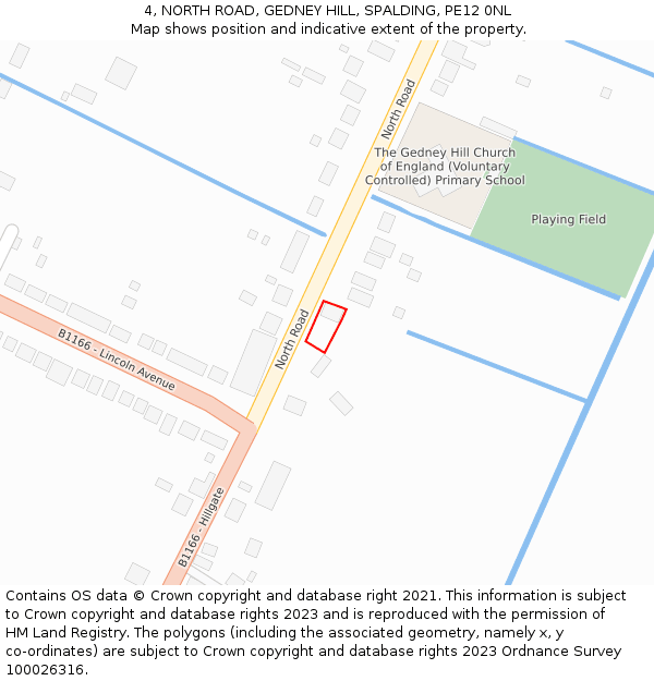 4, NORTH ROAD, GEDNEY HILL, SPALDING, PE12 0NL: Location map and indicative extent of plot