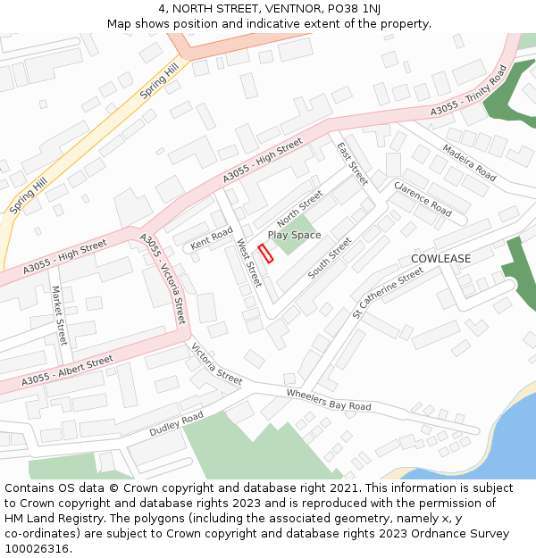 4, NORTH STREET, VENTNOR, PO38 1NJ: Location map and indicative extent of plot