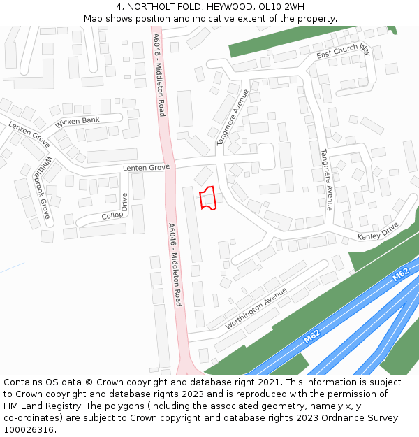 4, NORTHOLT FOLD, HEYWOOD, OL10 2WH: Location map and indicative extent of plot