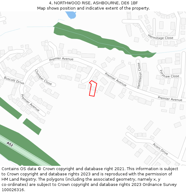 4, NORTHWOOD RISE, ASHBOURNE, DE6 1BF: Location map and indicative extent of plot