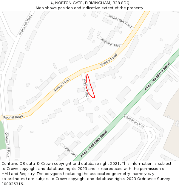 4, NORTON GATE, BIRMINGHAM, B38 8DQ: Location map and indicative extent of plot