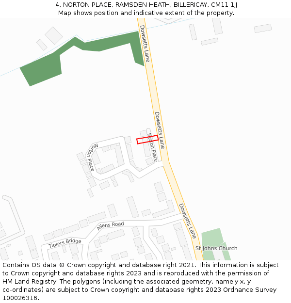 4, NORTON PLACE, RAMSDEN HEATH, BILLERICAY, CM11 1JJ: Location map and indicative extent of plot