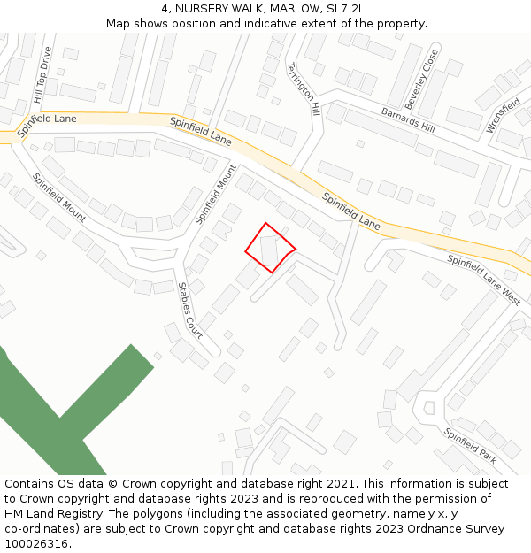 4, NURSERY WALK, MARLOW, SL7 2LL: Location map and indicative extent of plot