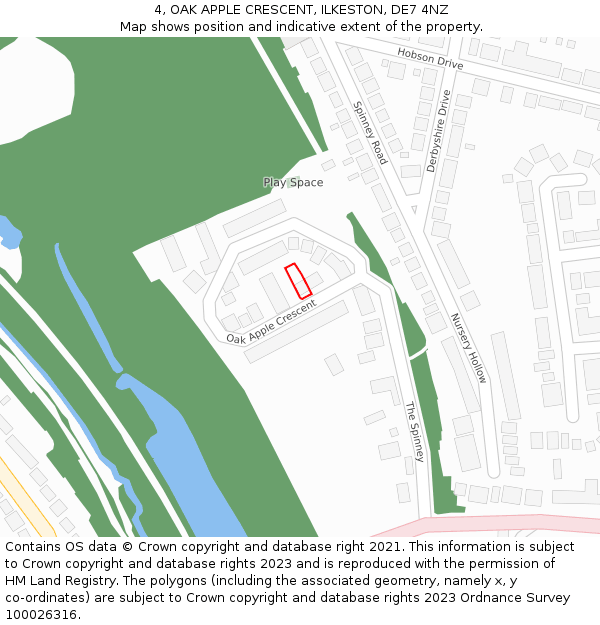 4, OAK APPLE CRESCENT, ILKESTON, DE7 4NZ: Location map and indicative extent of plot