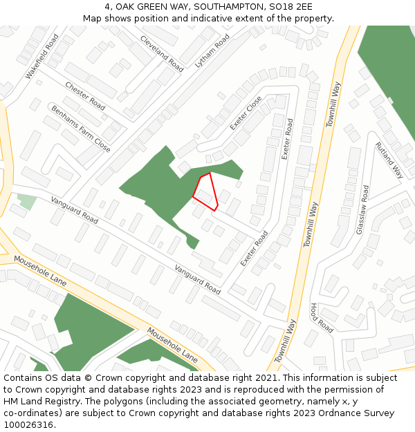 4, OAK GREEN WAY, SOUTHAMPTON, SO18 2EE: Location map and indicative extent of plot